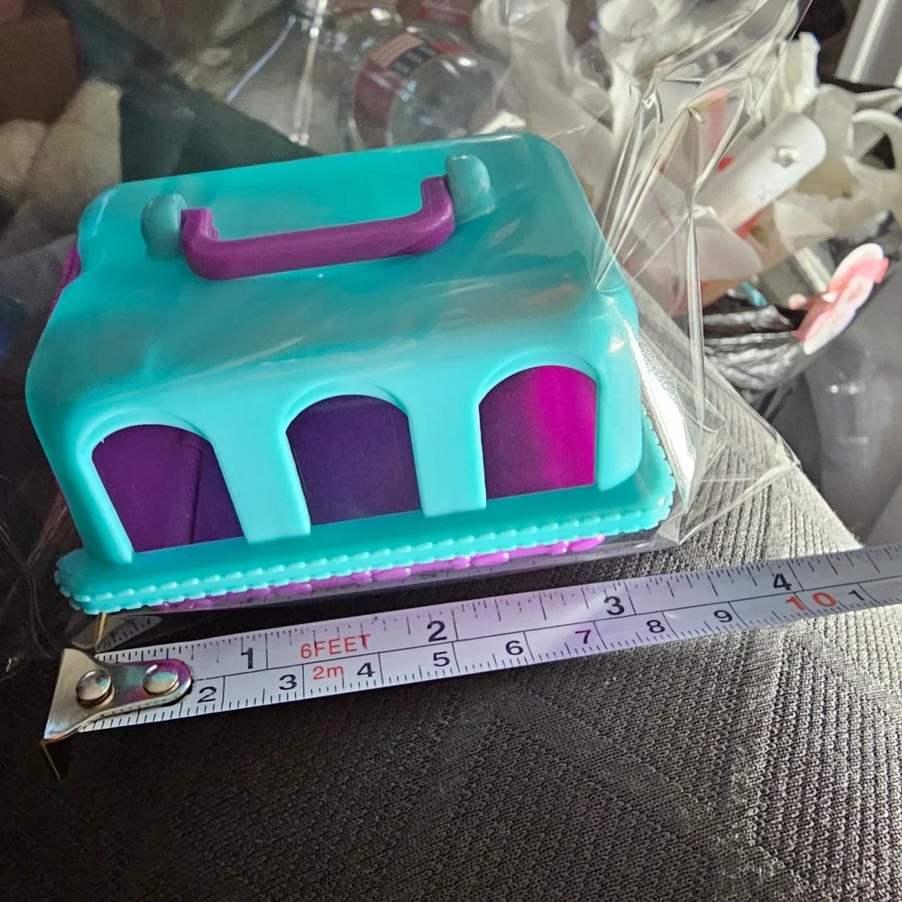 Just Play LLC Puppy In My Pocket Pet Carrier Toy Teal Purple Paw Print 2426LH
